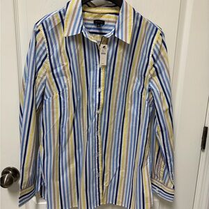 Talbots Blue and Yellow Striped Button Down Shirt
